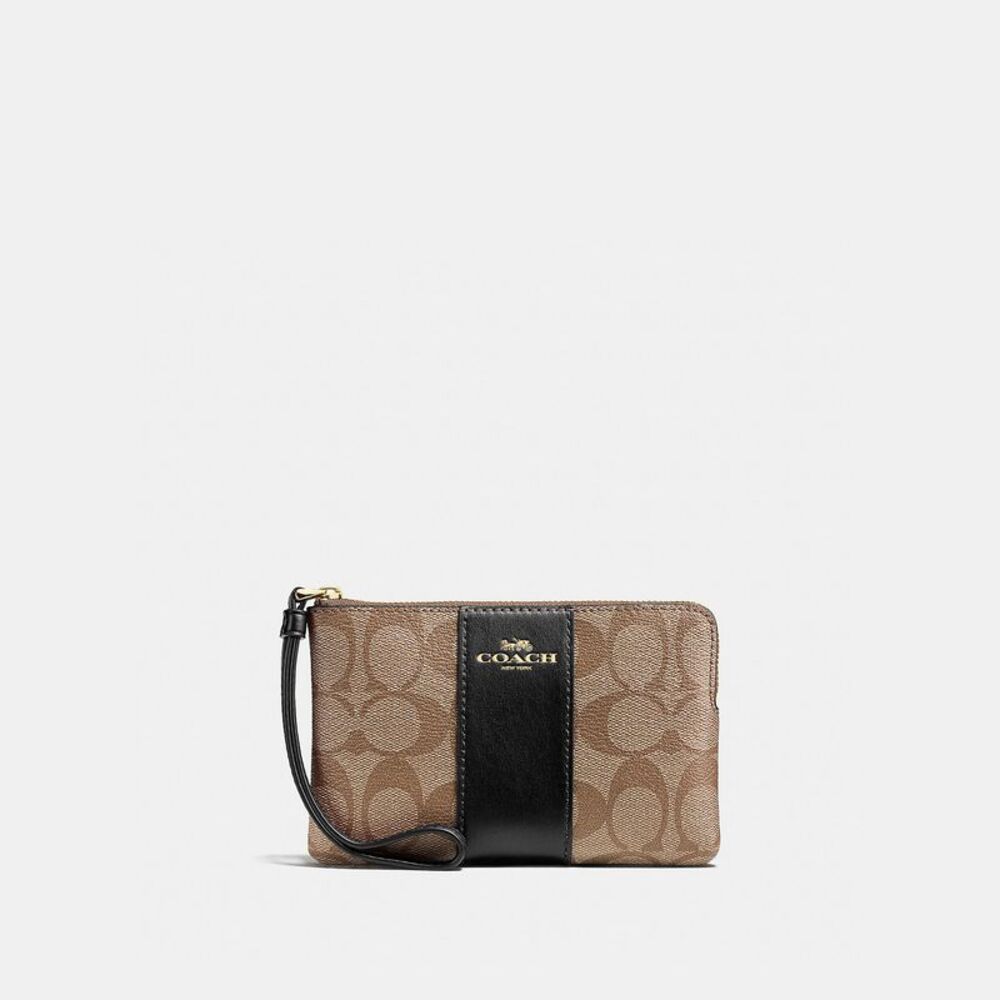 NWT Coach Outlet Corner Zip Wristlet In Signature Canvas - Picture 1 of 4